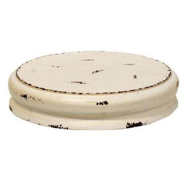 White Distressed Double Candle Plate, 8.5
